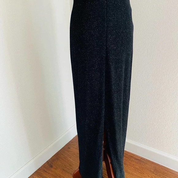 Vintage 90s Cache Halter Sparkle Black & White Formal Dress - Picture 11 of 16